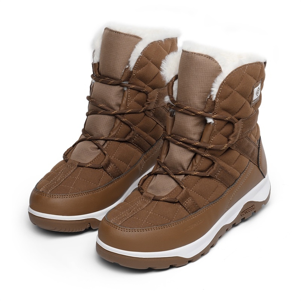 Rubber Faux Fur Lined Waterproof Snow Boots - TAN - 2